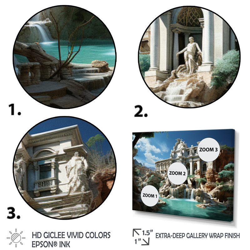 Italy Trevi Fountain Fontana - Landscapes Canvas Prints, Cadre flottant noir, H 30 po x l 40 po x P 1,5 po