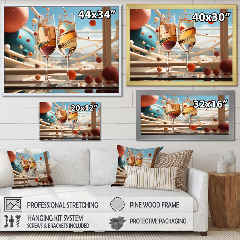 Bulles de rêves sur toile, Cadre flottant doré, H 24 po x l 32 po x P 1 po