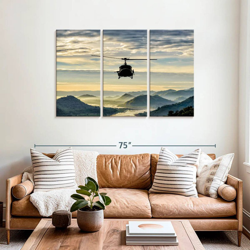 Mehar Helicopter Over Valley, 36" H x 57" W