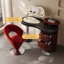 Meuble-lavabo de luxe intégré noir-rouge
