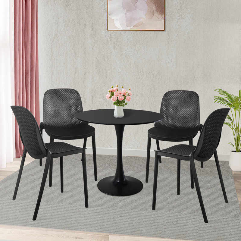 Chaise de salle à manger de patio moderne intérieur / extérieur - polypropylène durable, conception résistante aux intempéries