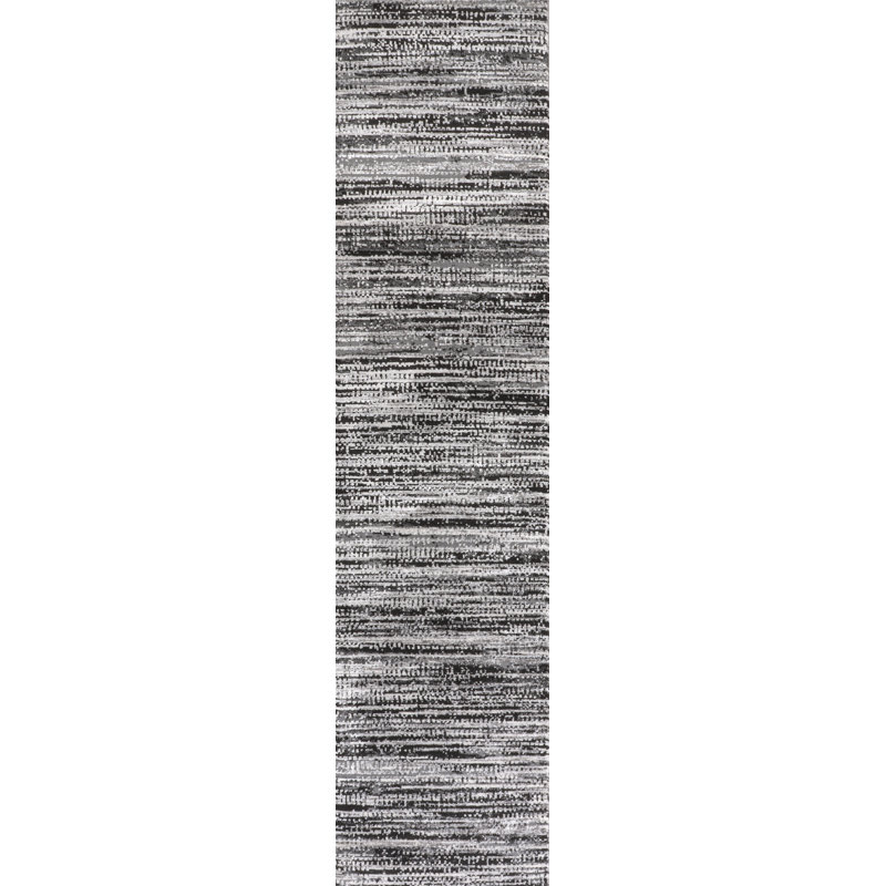 Bonnyrigg Loom Modern Strie' Black/Gray Rug, Runner 2' x 8'