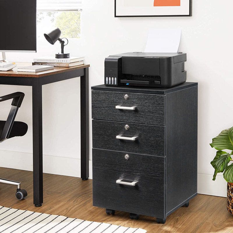Arieliz 15.75'' Wide 3 -Drawer Mobile File Cabinet, Black