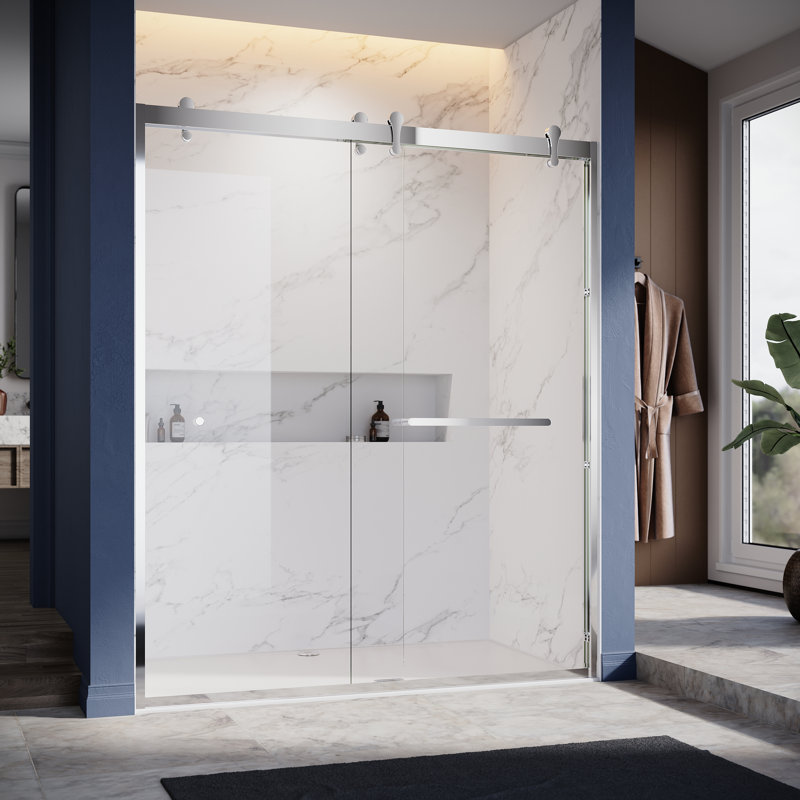 60'' - W x 76'' H Double Sliding Door Framed Shower Door with Enduro Shield, Chrome