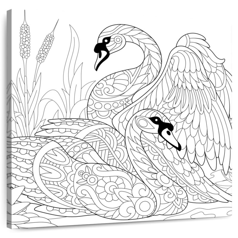 Crowle Zentangle Swans, H 10 po x l 10 po