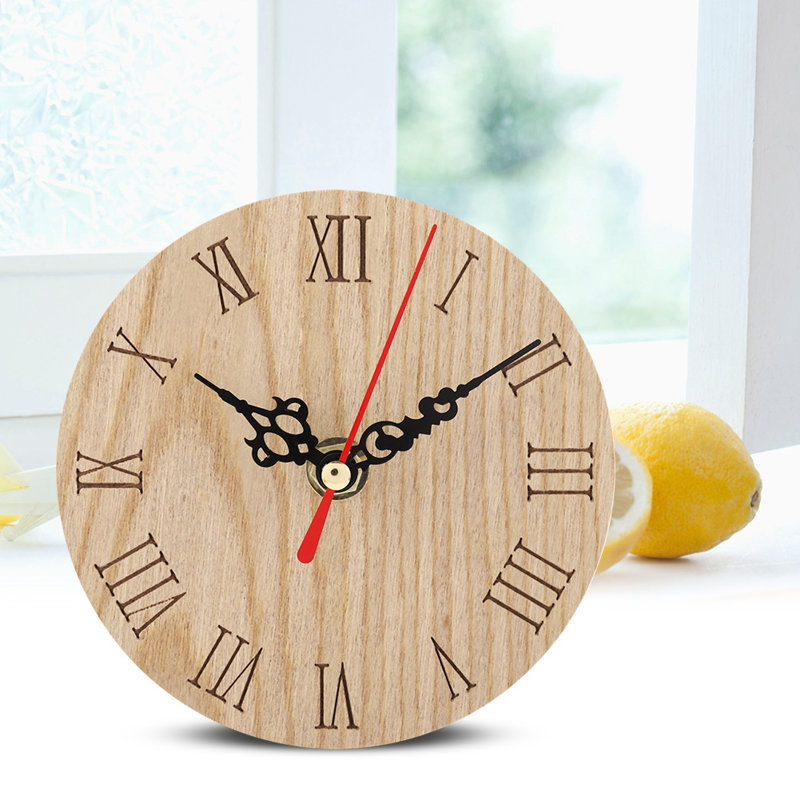 Horloge murale décorative classique en bois avec affichage analogique pour jardin, couloir ou extérieur (12 cm)