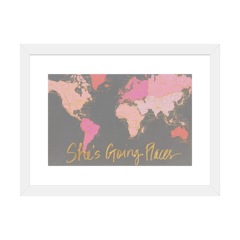Impression d’art graphique, "it’s going places" par Elizabeth Medley, H 24 po x l 32 po x P 1 po, Papier encadré blanc, Blanc
