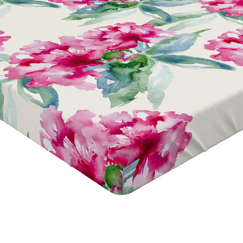 Ambesonne Nature Fitted Sheet Leaves Botanical Style Art, Twin Fitted Sheet, Dark Coral/Reseda Green Floral