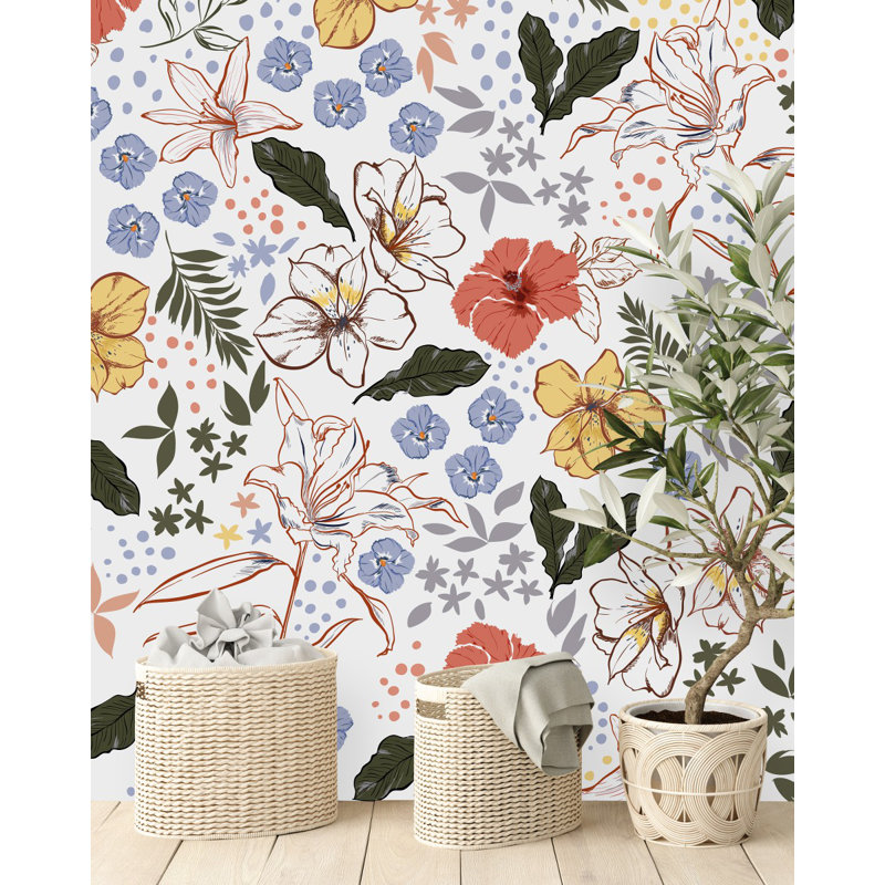 Peel & Stick Floral Wall Mural, 10.42' W x 10.42' L