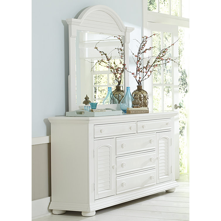Alvy Solid Wood 46.25'' W 5 - Drawer Dresser with Mirror