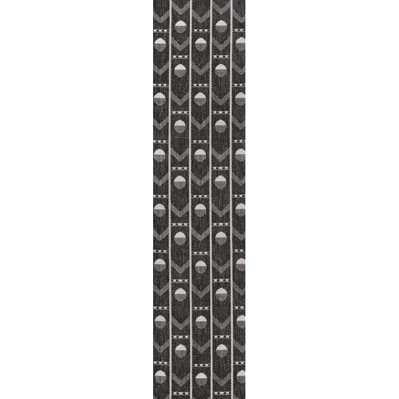 Tapis intérieur / extérieur moderne géométrique noir / crème Matthew, Tapis de couloir 2 pi x 7 pi 10 po
