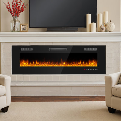 60" Electric Fireplace with 12 Colour Flame - Recessed/Wall Mount, Remote Control