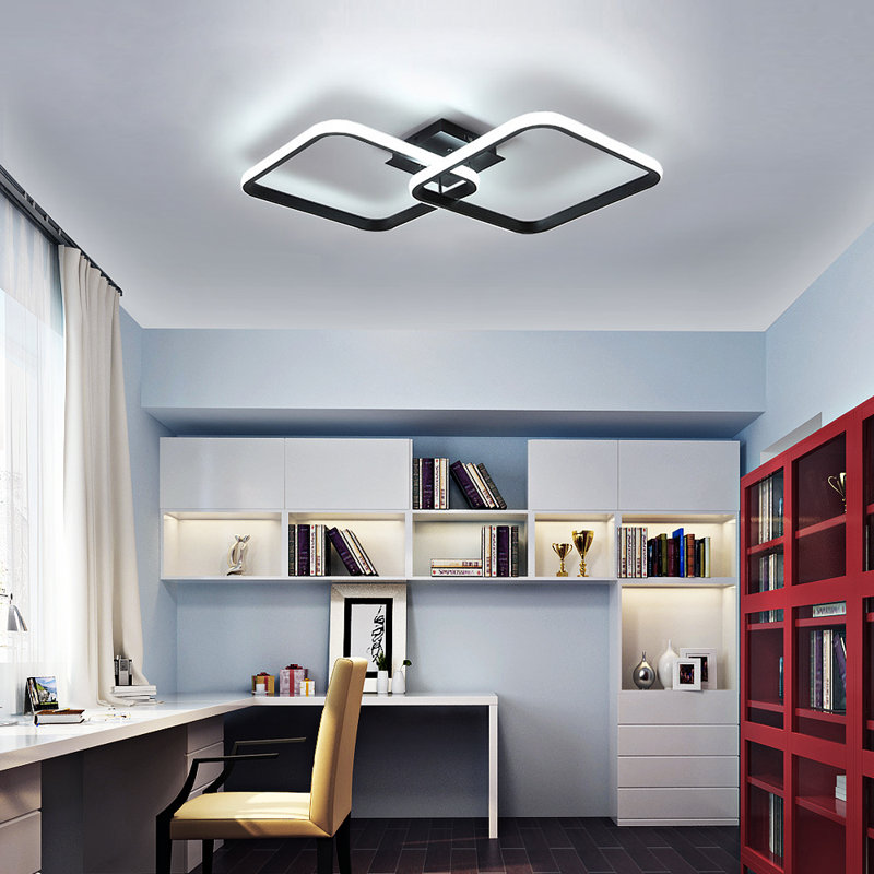 Tarazon 2-Light 60cm LED Semi Flush Mount, Black, 10cm H x 59cm W x 29cm D
