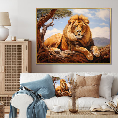 «Lion Savannah Majesty Oil II», reproduction d'art sur toile