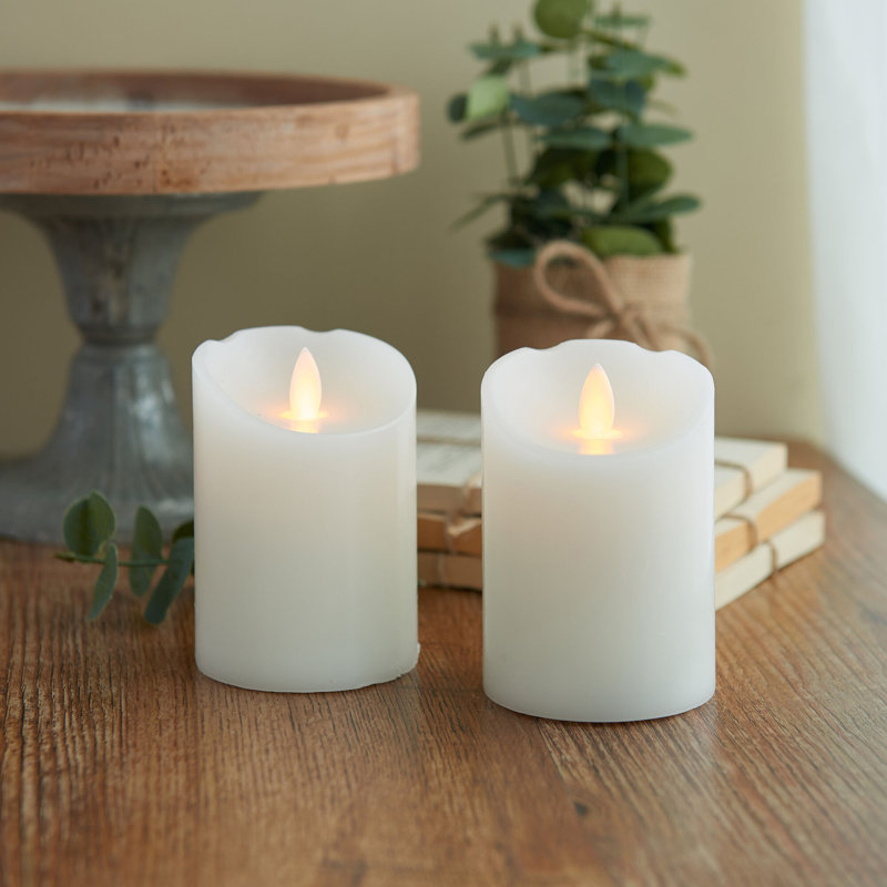 Mikasa Unscented Realistic-Flame LED Wax Pillar Candles