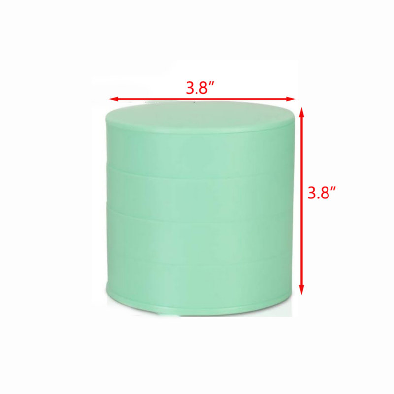 5-Layer Rotating Travel Jewellery Tray Case with Lid, Green