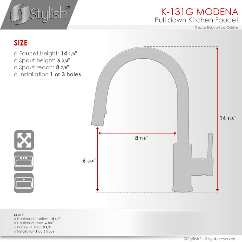 Signature Single Handle Kitchen Faucet with Soap Dispenser, Brushed Gold
