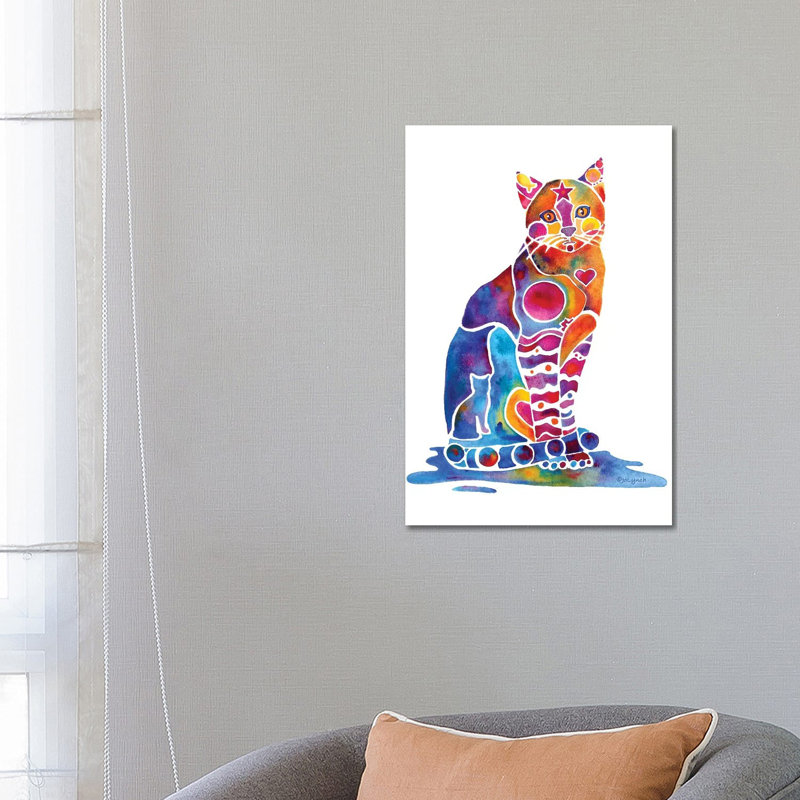Carley Cat par Jo Lynch - peinture sur toile tendue, H 26 po x l 18 po x 1,5 po