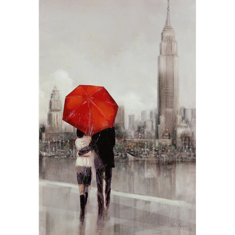 «Modern Couple in New York» par Ruane Manning - reproduction d'art sur toile, H 36 po x l 24 po x 1,5 po