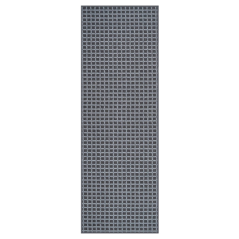 Tapis noir Imogen-Leigh Grid, Tapis de couloir 6 pi x 18 pi
