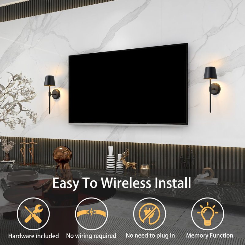 Set Of 2 Battery Operated Wall Sconce With Remote Control - Rgbw Colors, Dimmable, Timer Setting
