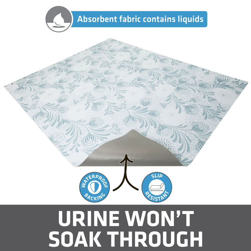 Extra Large Light Blue Floral Cat Litter Mat