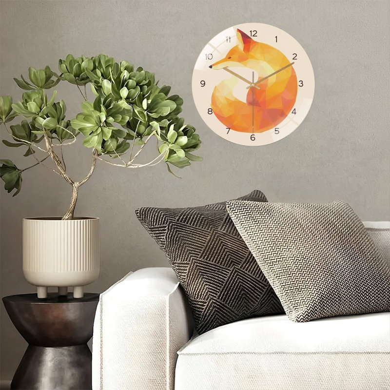 Horloge murale orange en forme de renard - horloge murale 12 po