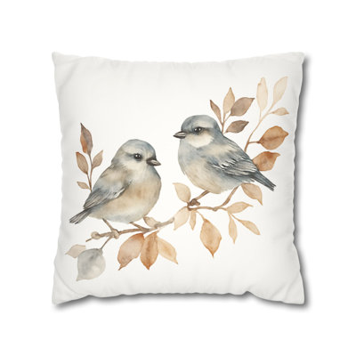 Nature Inspired Bird Pillow Cover| Printed Songbirds on Branch | Cottage core & Farmhouse Spring Décor