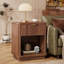 Ensemble de 2 tables de chevet en noyer avec tiroir et espace de rangement ouvert, style moderne du milieu du siècle, en bois cannelé. Dimensions : 38 cm (P) x 50 cm (L) x 60 cm (H).-95252870