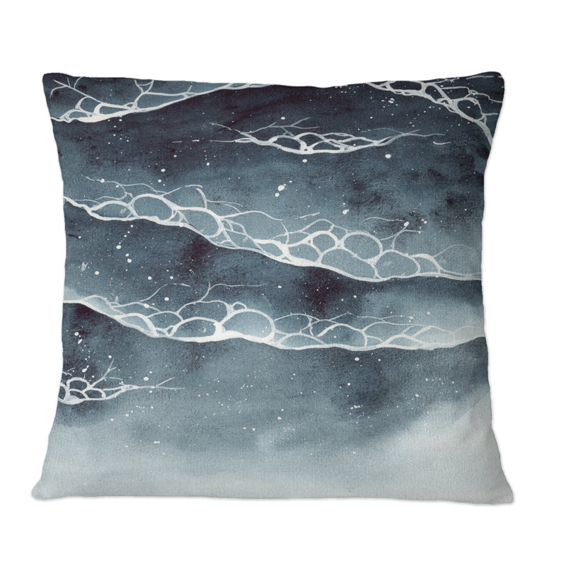 Coussin décoratif bleu marine et bleu marine avec écume de mer blanche - imprimé nautique et côtier, 16 po x 16 po