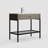 37" Modern Matte Black Stainless Steel Base Bathroom Vanity with Integrated Sink, Decorative Drawer, Tempered Glass Shelf for Contemporary Spaces-851242468-841508527