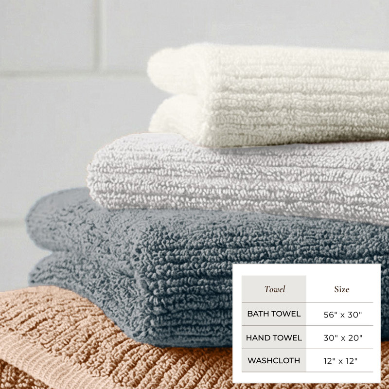 Turkish Cotton Ribbed 6-Piece Bath Towel Set, Adobe
