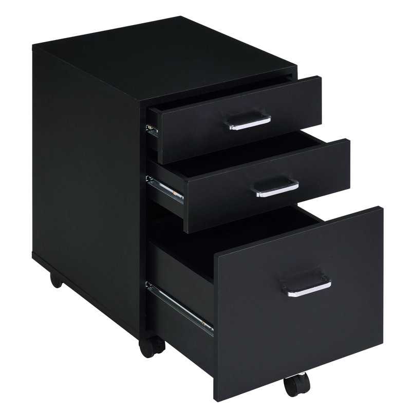 Armoire noire et classeur avec 3 tiroirs, mobilité incluse 3 po, construction