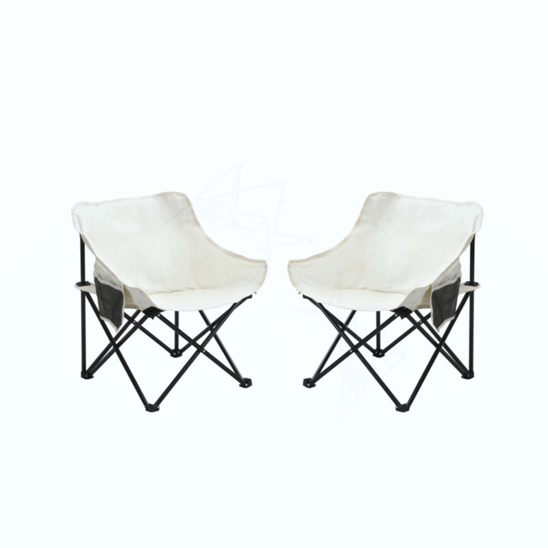 2 chaises de camping d'extérieur pliables / portatives, sac de transport, Beige/noir