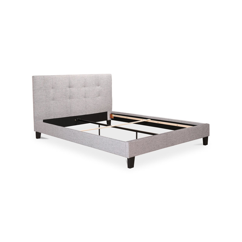 Lit plateforme tapissier Roysum, Grand lit, Gris