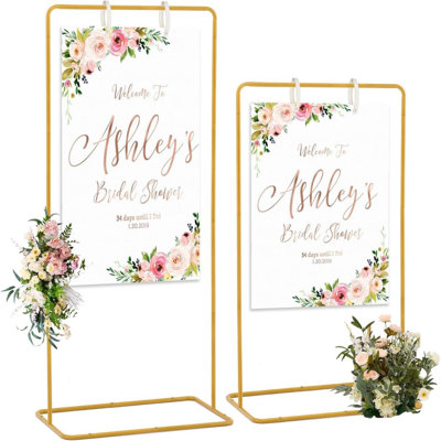 2Pcs Wedding Sign Holder, Adjustable Welcome to Our Wedding Sign Stand With Leather Sign Hanging Straps,wedding Seating Chart Stand for Party, baby Shower, graduation Ceremony (posters Excluded)