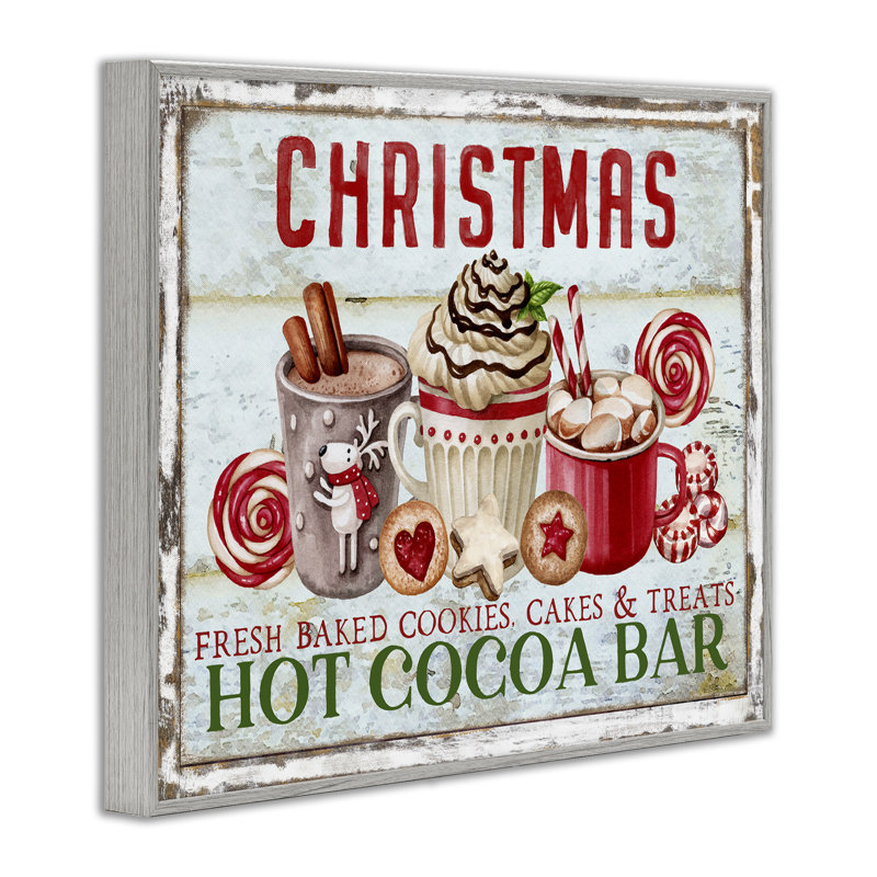 Giclée encadrée festive chocolat chaud gris par Creatif Belle, Estampe numérique encadrée blanc bord de mer