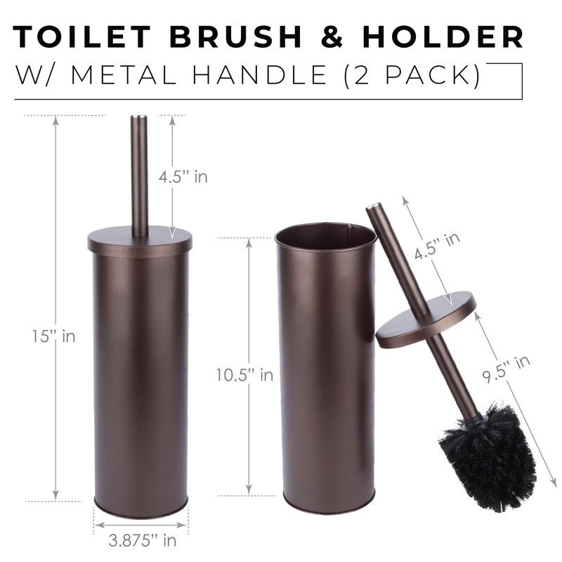 Utility-Sink Metal Toilet Brush And Holder, Bronze