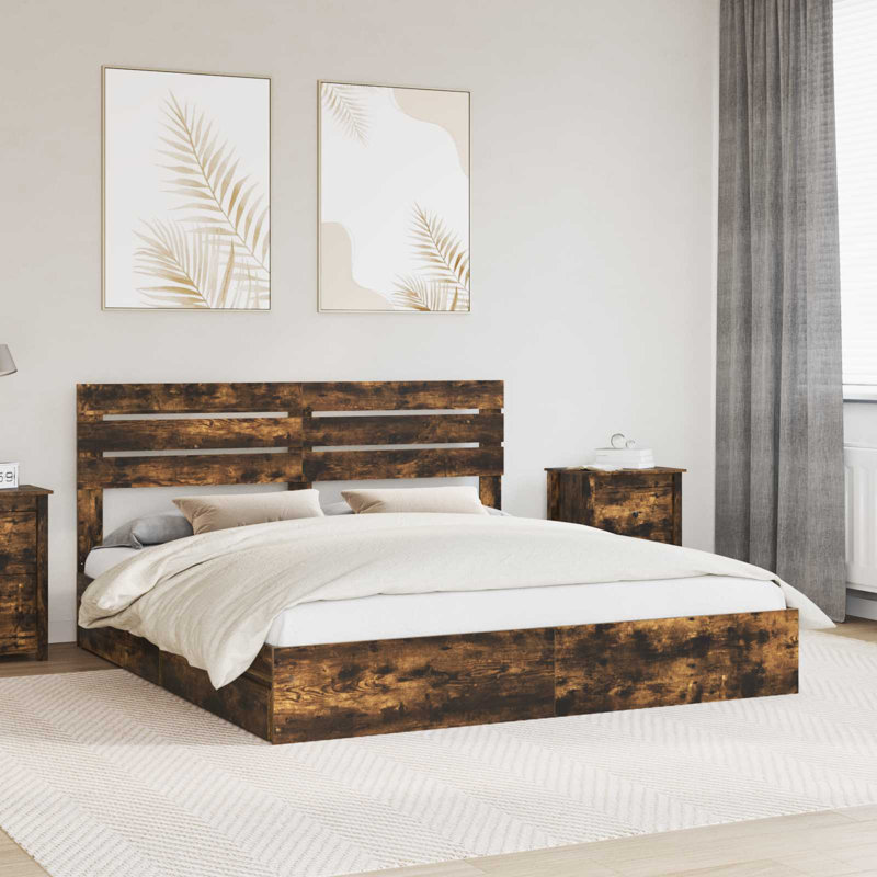 Bed Frame, Super King (6'), Smoked Oak
