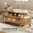  47.2" Oval Coffee Table With Curved Sliding Doors & Storage