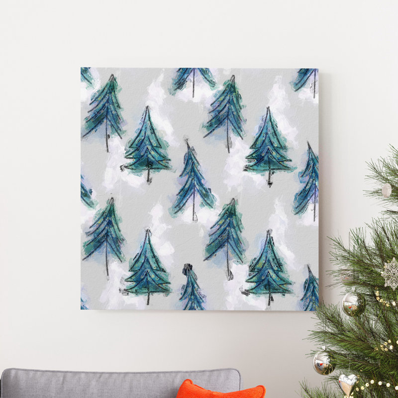 "Sapins de Noël", reproduction d’art textuel sur toile tendue, H 24 po x l 24 po x P 1 po