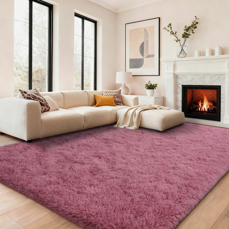 Tapis antidérapant moelleux pour l'intérieur, Rectangulaire 8 pi x 10 pi