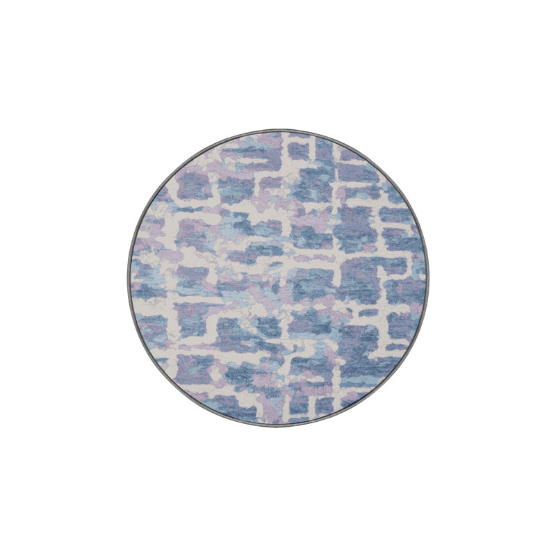 Machine Washable Gray Area Rug, Round 6'