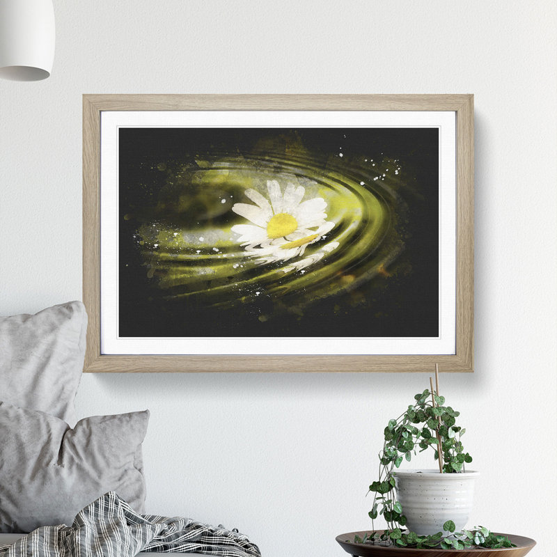 White Daisy Vol.4 - Picture Frame Graphic Art, Oak Framed, 48cm H x 65cm W x 2cm D