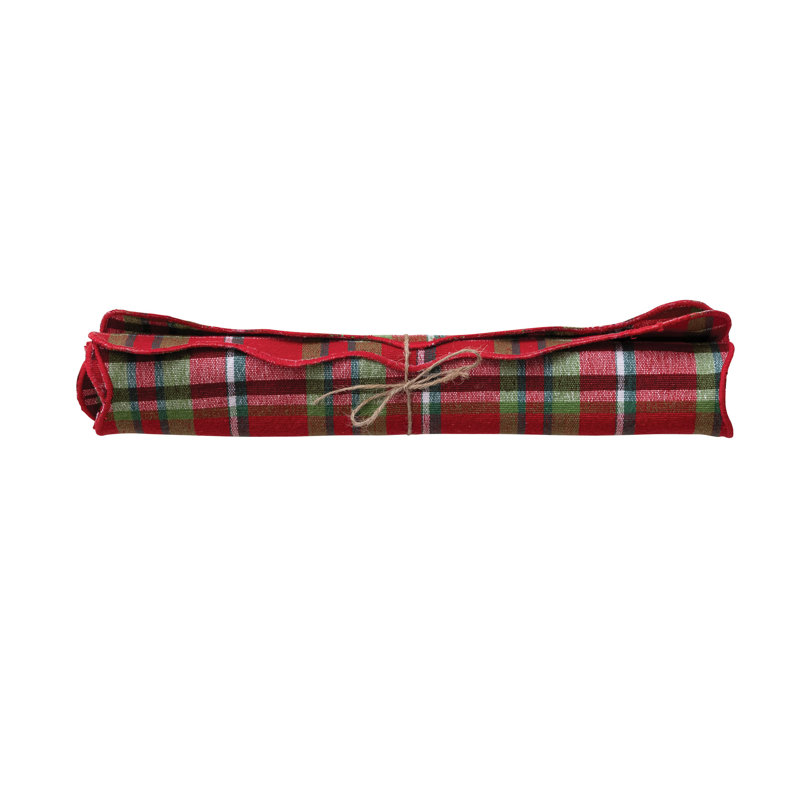 Quilted Cotton Scalloped Plaid Table Runner