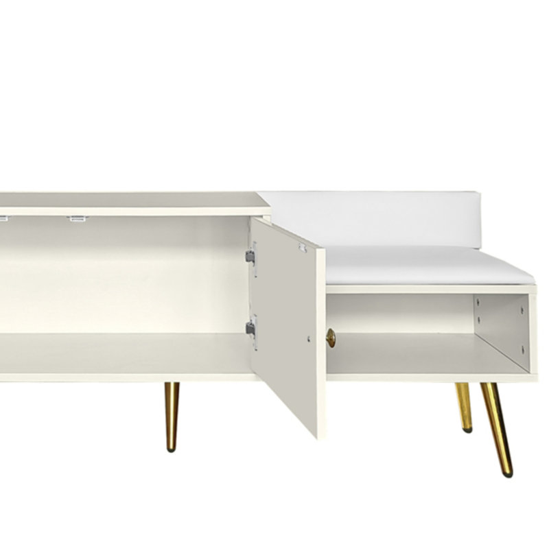 Banc de rangement pour chaussures avec rangement caché et coussin rembourré, Beige