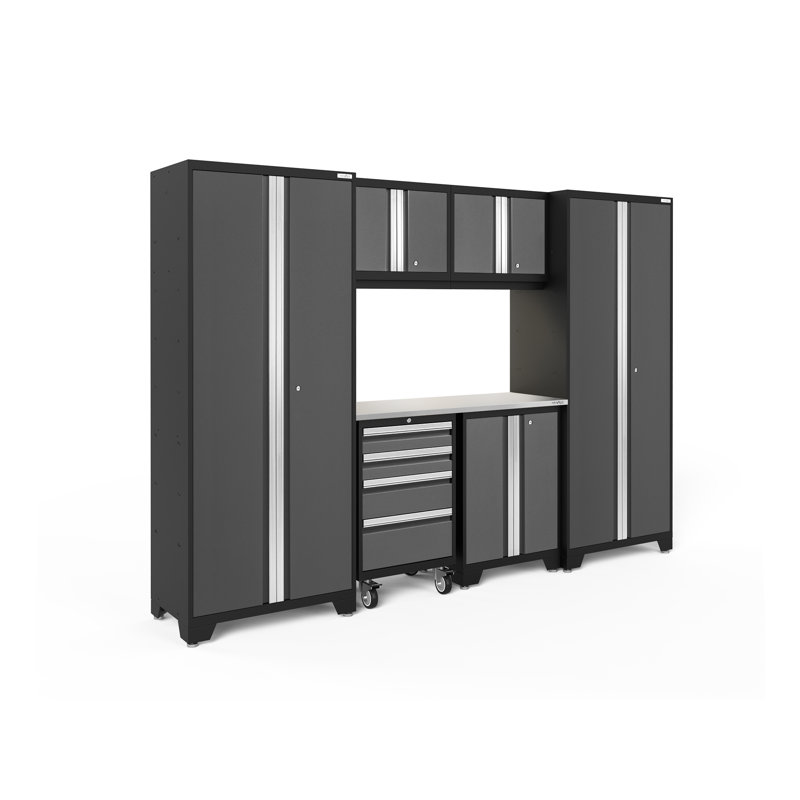 Armoires de rangement 7 pièces Bold Series, gris, Acier inoxydable, Pas de lumières