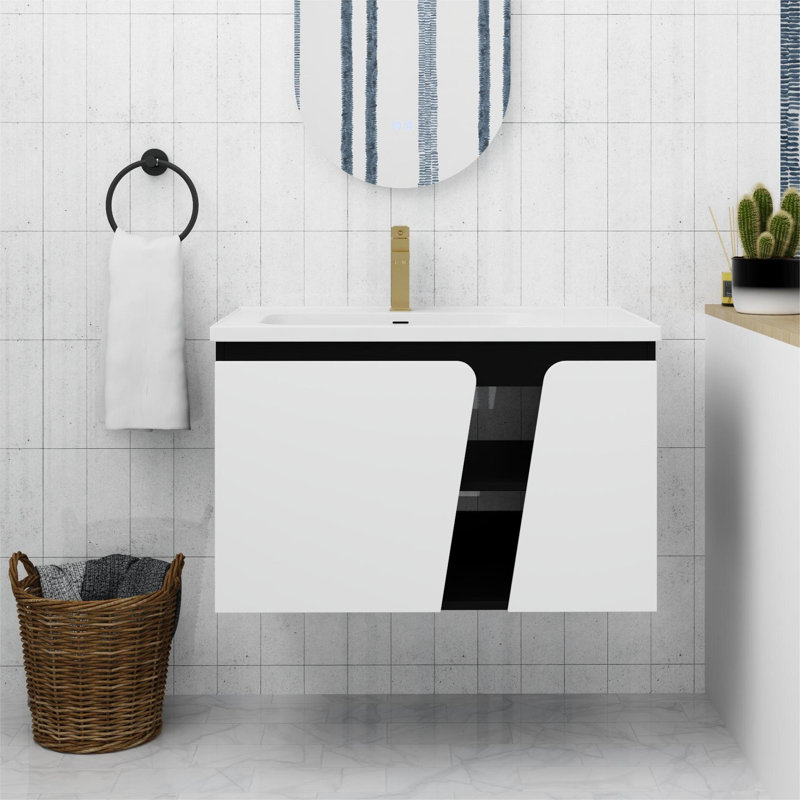 Ensemble de meuble-lavabo simple 31,72 po avec plateau en céramique Amoree