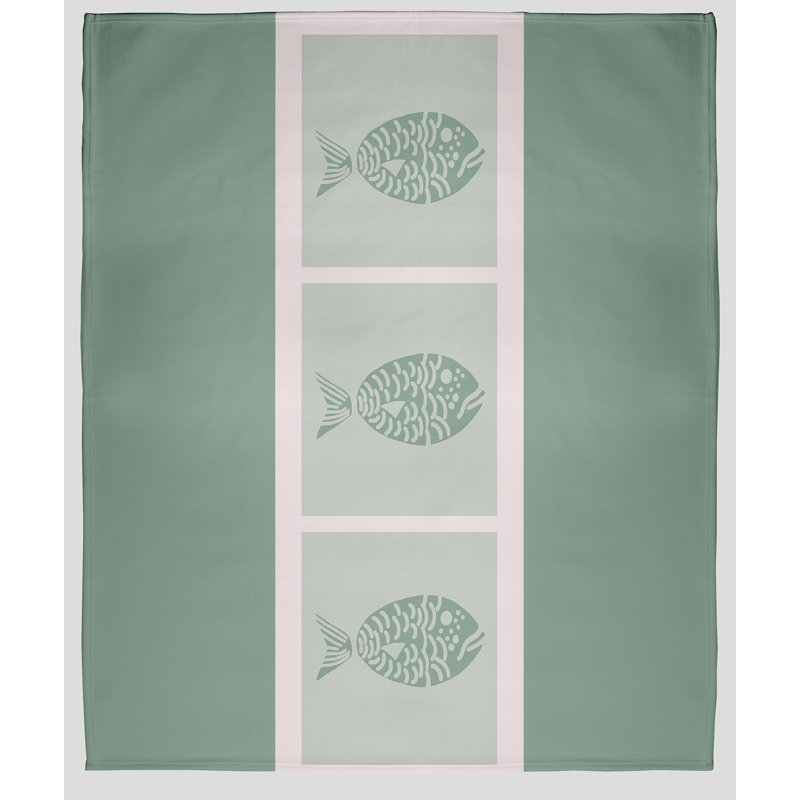 Couverture polaire Fish Chips, L 50 po x L 60 po, Sauge