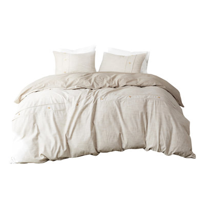 3 Piece Organic Cotton Duvet Cover King/ King - Natural Breathable 144Tc Style